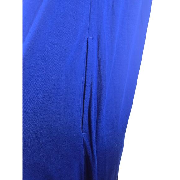 Soma Brilliant Blue Built in Bra Summer Pockets Soft Comfortable Maxi Dress S - Picture 4 of 6